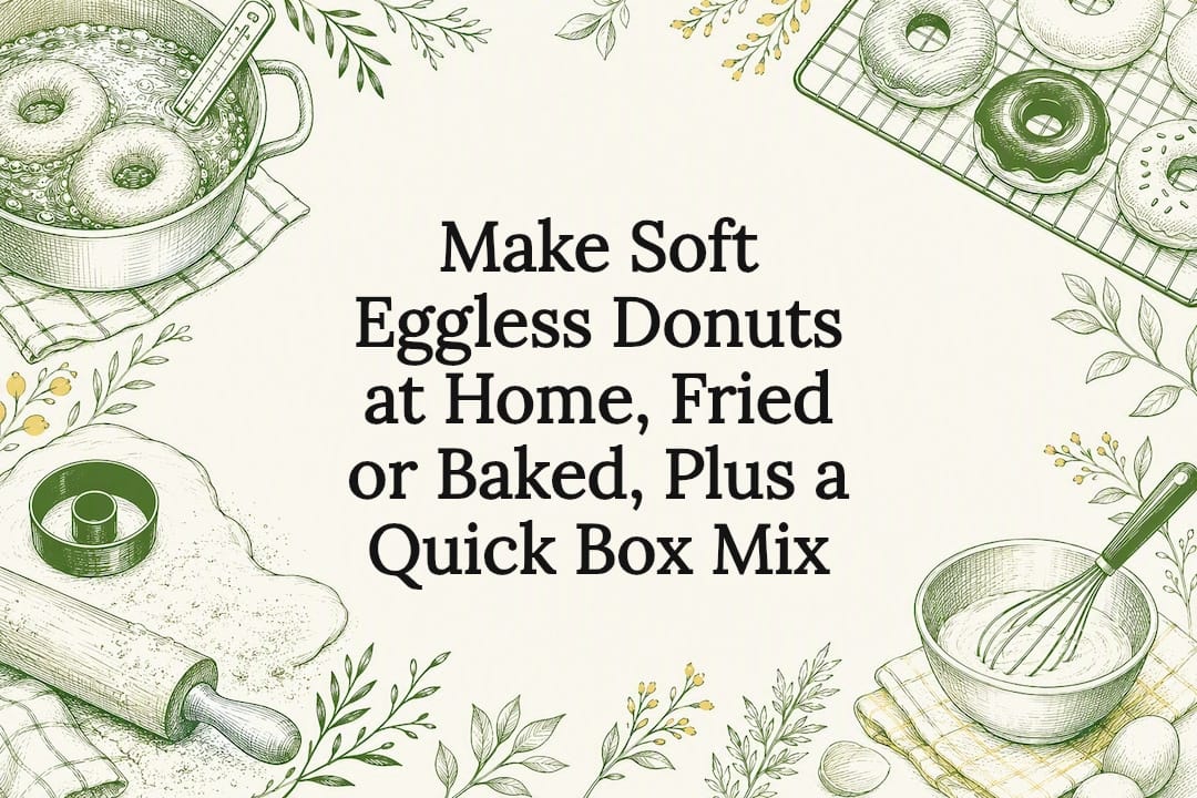 Eggless donut baking title card