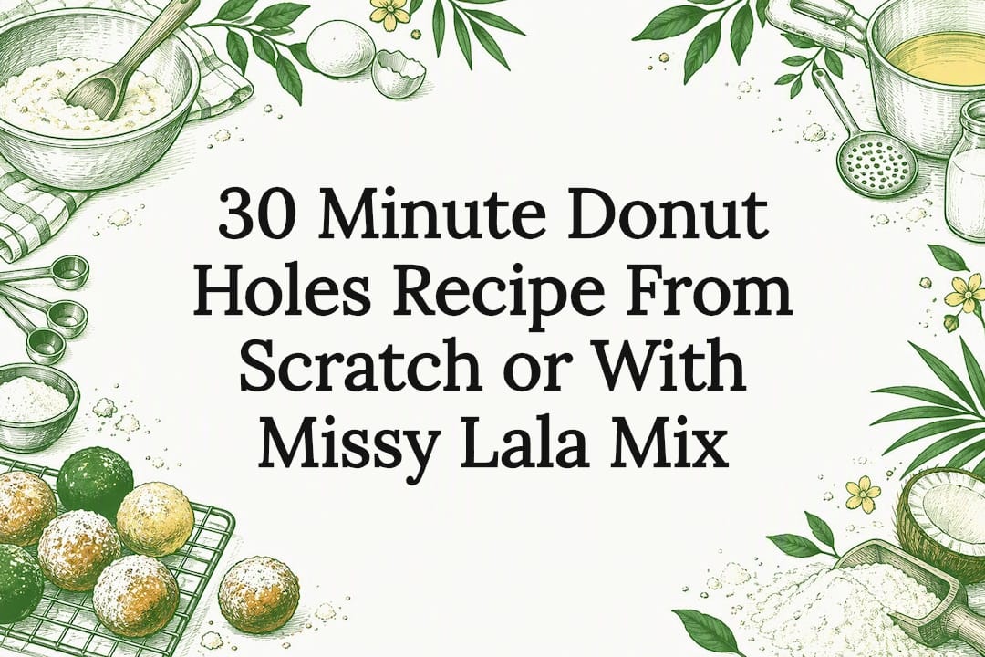 Decorative donut holes recipe title card