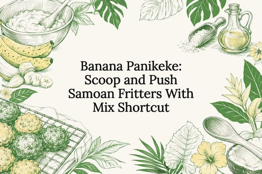 Decorative banana panikeke recipe title card