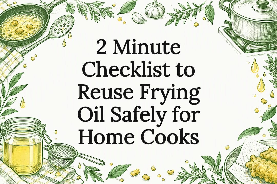 Decorative frying oil safety checklist illustration